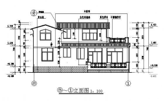 2层别墅建筑CAD施工图纸（砌体结构） - 1