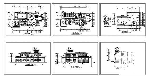 3层欧式别墅建筑方案设计CAD图纸（砖混结构） - 1
