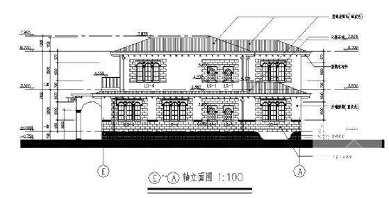 2层高档别墅（B型）建筑施工CAD图纸（砌体结构） - 1