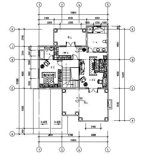 砖混结构3层山体别墅建筑方案设计CAD图纸 - 1