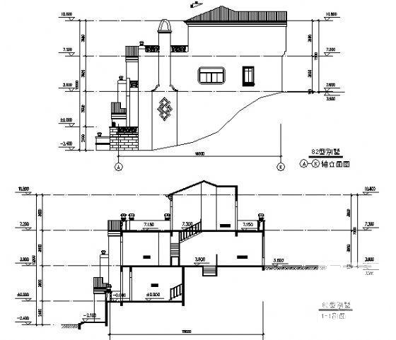 砖混结构3层山体别墅建筑方案设计CAD图纸 - 2