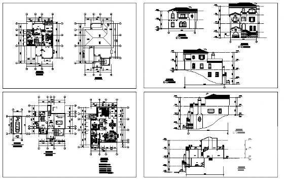 砖混结构3层山体别墅建筑方案设计CAD图纸 - 4