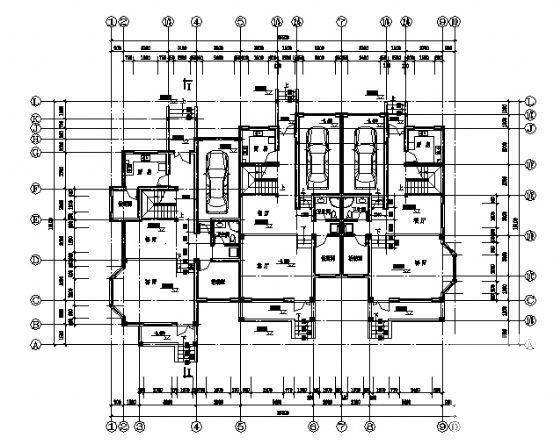 简单小型三联3层别墅建筑CAD图纸案图纸 - 1