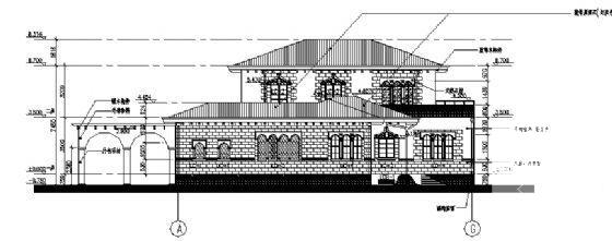 2层高档别墅（A型）建筑施工CAD图纸 - 2