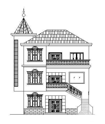 实用的农村3层别墅建筑CAD图纸 - 1