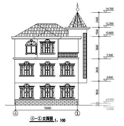 实用的农村3层别墅建筑CAD图纸 - 2