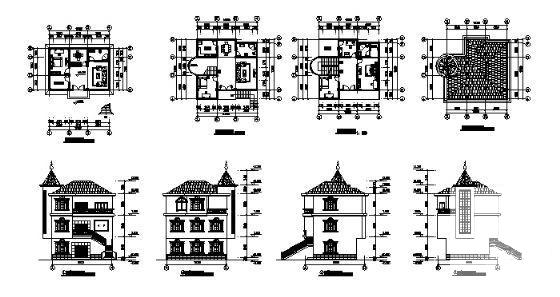 实用的农村3层别墅建筑CAD图纸 - 3