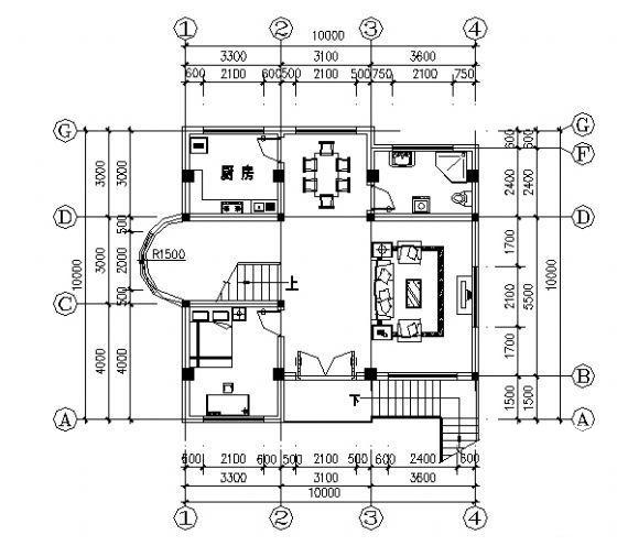 实用的农村3层别墅建筑CAD图纸 - 4