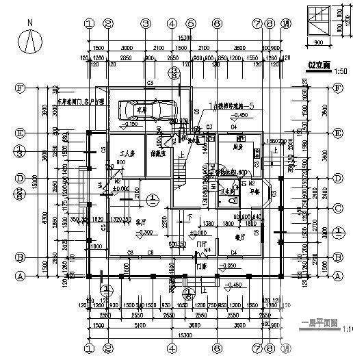 东方花园B型别墅建筑CAD施工图纸 - 3