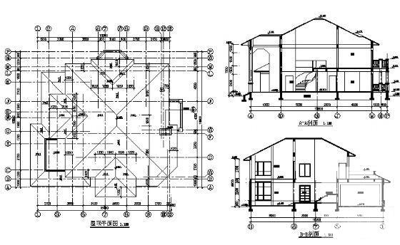 O型别墅建筑施工CAD图纸（砌体结构） - 1