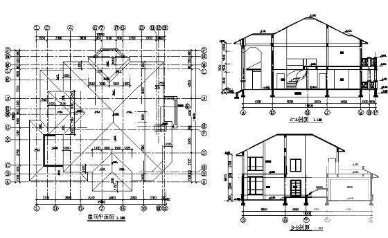 O型别墅建筑施工CAD图纸（砌体结构） - 1