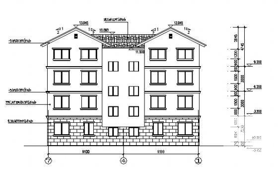 4层联排别墅建筑CAD施工图纸 - 3