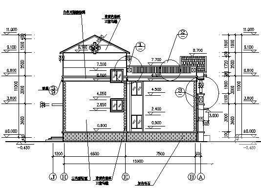 3层砖混结构别墅建筑CAD施工图纸 - 1