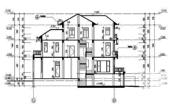 砖混结构3层别墅建筑方案设计CAD图纸 - 2