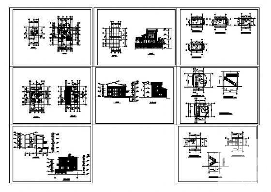 砖混结构3层别墅建筑方案设计CAD施工图纸（效果图纸） - 3