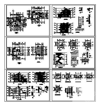 砌体结构3层山体别墅建筑方案设计CAD图纸（效果图纸） - 2