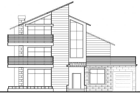 砌体结构3层山体别墅建筑方案设计CAD图纸（效果图纸） - 3