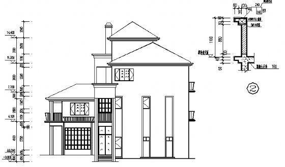 3层半欧式别墅建筑方案设计CAD施工图纸 - 1