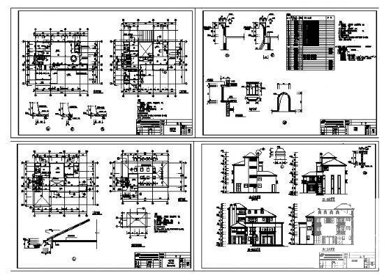 3层半欧式别墅建筑方案设计CAD施工图纸 - 3