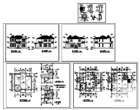 2层小别墅建筑CAD图纸 - 2