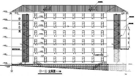 6层小型学生公寓楼建筑方案设计CAD图纸 - 2