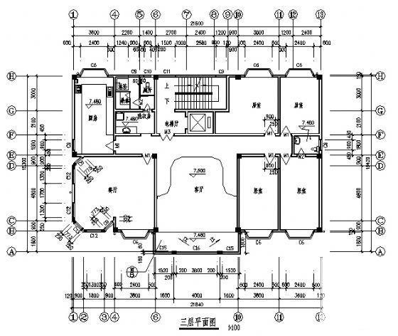 欧式3层高级商住楼建筑施工CAD图纸 - 1