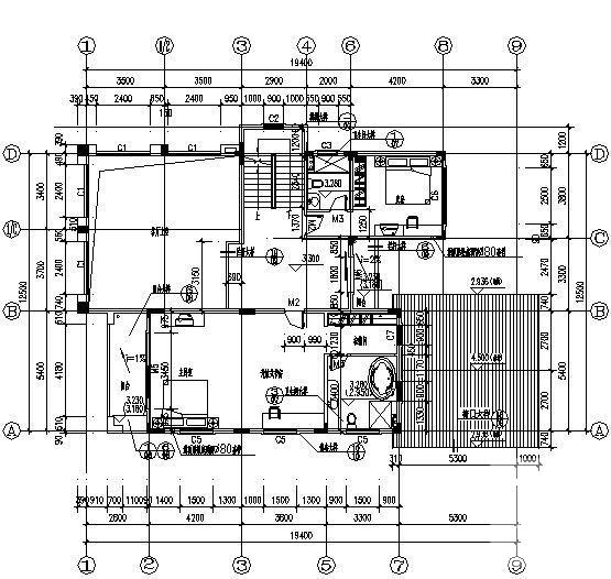 3层框剪结构别墅建筑CAD施工图纸 - 2