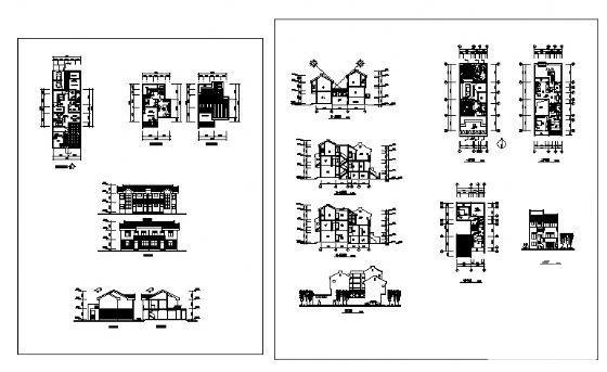 小面宽联建房户型建筑CAD图纸 - 1