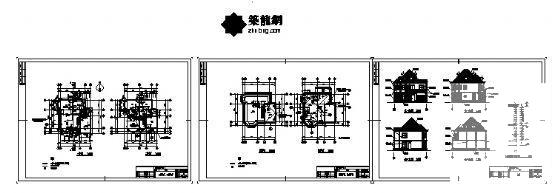 带阁楼的2层乡村小别墅建筑方案设计CAD图纸 - 1