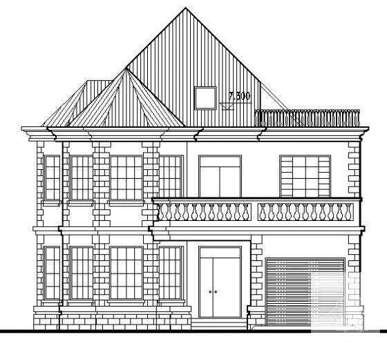 带阁楼的2层乡村小别墅建筑方案设计CAD图纸 - 3