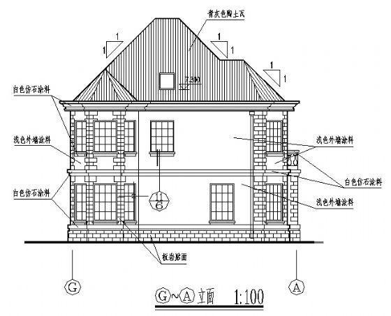 带阁楼的2层乡村小别墅建筑方案设计CAD图纸 - 4