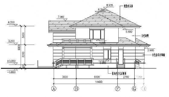 别墅A3户型建筑CAD图纸 - 2