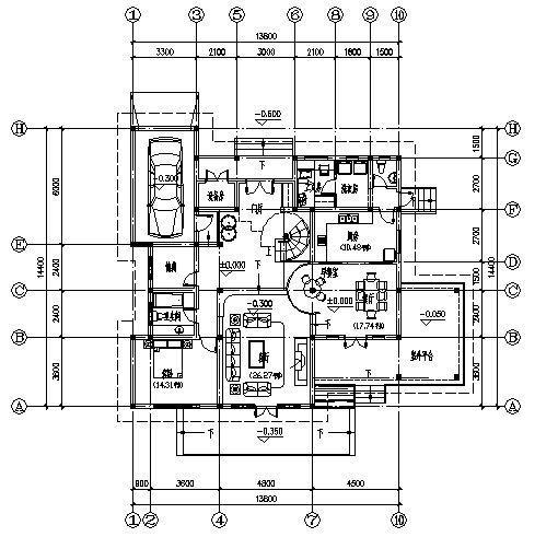 别墅A3户型建筑CAD图纸 - 4