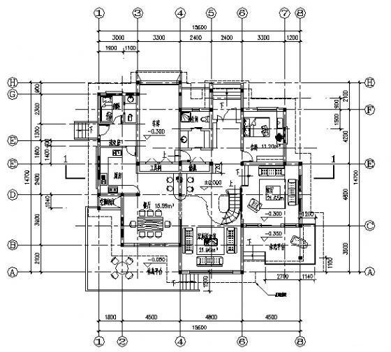 别墅B2户型建筑CAD图纸 - 1