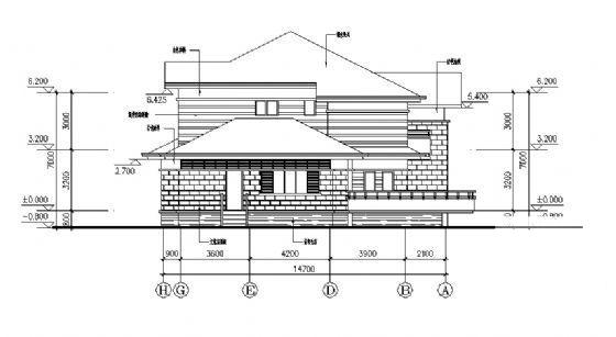 别墅B2户型建筑CAD图纸 - 2