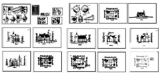 3层法国古典别墅建筑CAD施工图纸（砌体结构） - 1