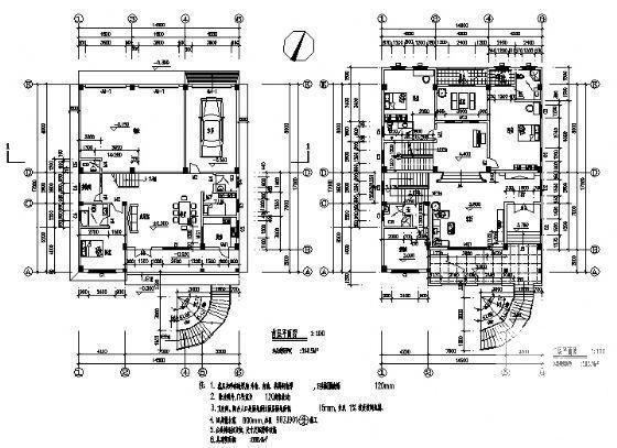 4层别墅式私宅建筑施工CAD图纸（砌体结构） - 1