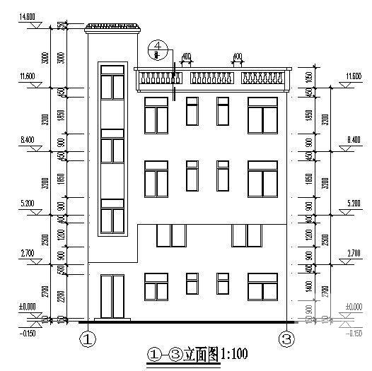 临街4层小住宅楼建筑CAD施工图纸 - 2