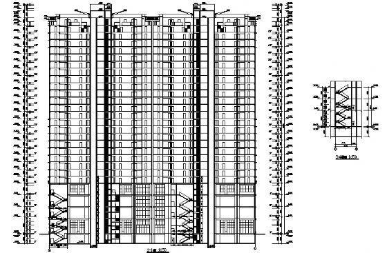 框剪结构都市华庭高层住宅楼建筑施工CAD图纸 - 3