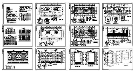 7层底框结构多层住宅楼建筑施工CAD图纸 - 1
