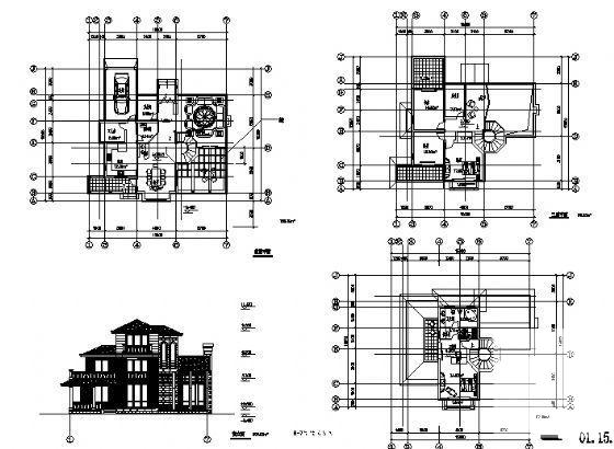 砖混结构3层别墅建筑方案设计CAD施工图纸 - 2