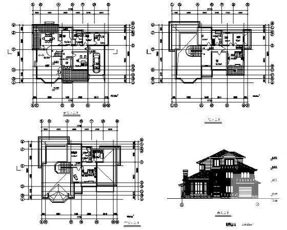砖混结构3层别墅建筑方案设计CAD施工图纸 - 3