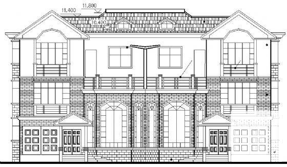 3层双拼别墅建筑CAD施工图纸 - 3