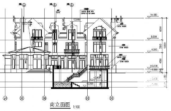 3层圆形英式别墅建筑CAD施工图纸 - 2