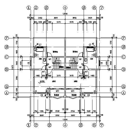 双拼别墅建筑CAD施工图纸 - 4