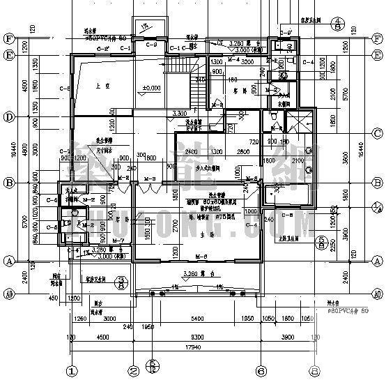 2层详细美式别墅建筑CAD施工图纸 - 1