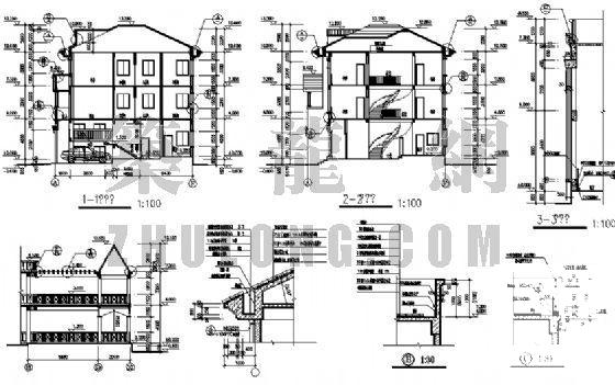 精美3层别墅建筑CAD施工图纸 - 1