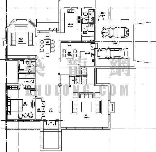 二别墅建筑CAD图纸 - 3