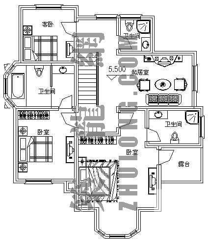 比较小型的小别墅建筑设计CAD图纸 - 1