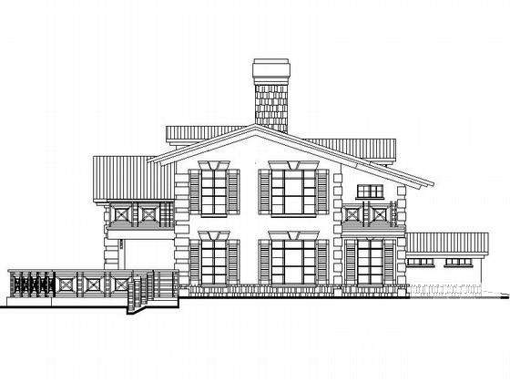 2层乡村风格别墅建筑CAD图纸 - 1